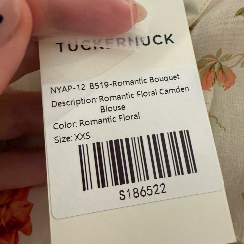NWT Tuckernuck Romantic Floral Camden Blouse Long Sleeve Button ToP XXS - Picture 5 of 7